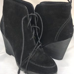 Michael Kors black suede Piper Lace up ankle boots
